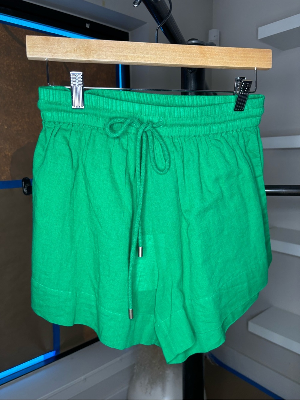 THE GREAT Swim - The Great Delta Green Drawstring Linen-Blend Athletic